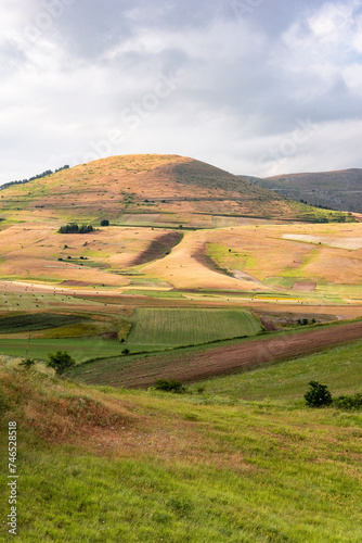 beautiful panorama of the Plain of Castelluccio of Norcia, Umbria