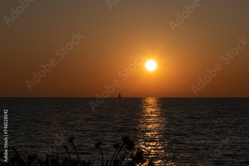 beautiful sunset at the sea in Santa Severa photo