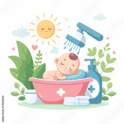 baby child shower  vector illustration for red background graphics design
