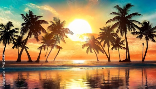 tropical sunset with palms © Frantisek