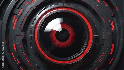 Robotic red eye close-up