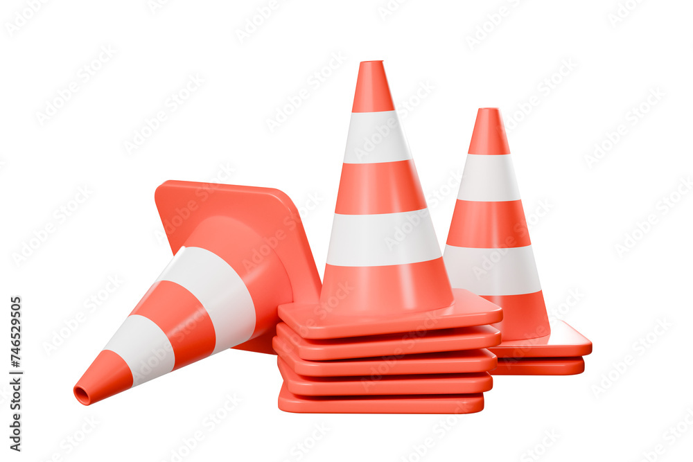 3D red traffic cones icon on isolated yellow background. accident prevention concept. Cartoon minimal cute smooth graphic element icon to transport element. copy space. banner.3d render illustration. 3D red traffic cones icon on isolated yellow background. accident prevention concept. Cartoon minimal cute smooth graphic element icon to transport element. copy space. banner.3d render illustration.