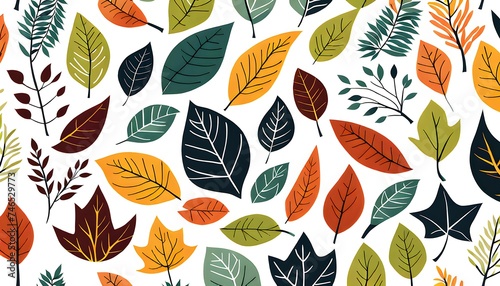 Leaf Pattern in Scandinavian Art Style Background Wallpaper © MondSTUDIO