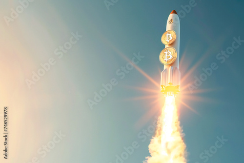 bitcoin growth to the moon on a rocket