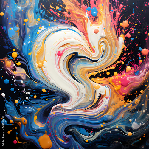 Abstract swirls of paint on a canvas.