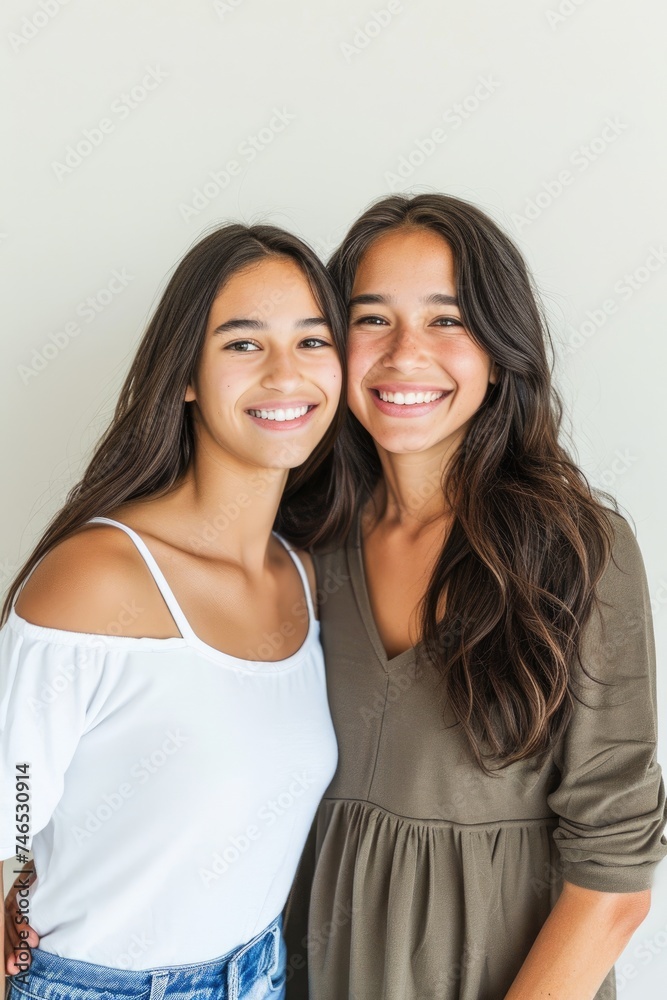 Two Women Posing for a Photo. Fictional Character Created By Generated By Generated AI.