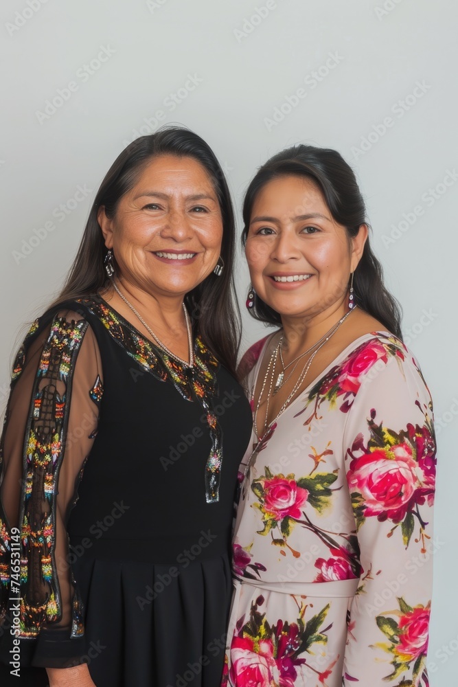 Two women posing for a picture, smiling and standing next to each other. Fictional Character Created By Generated By Generated AI. Two women posing for a picture, smiling and standing next to each other. Fictional Character Created By Generated By Generated AI.
