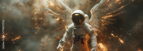 astronaut astronaut with angel wings. Generative AI