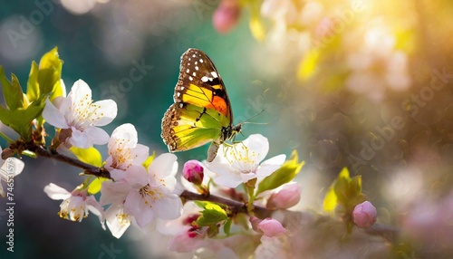 Spring's Elegance: Butterfly Dance Among Blossoms" © Sadaqat