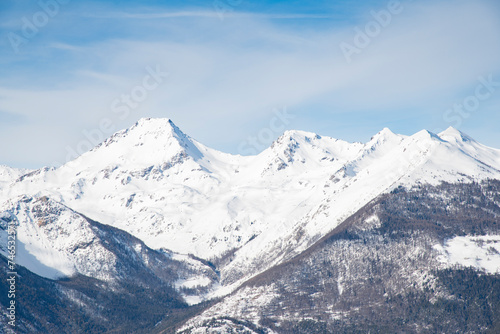 mountain panorama from Pila in Aosta  Italy