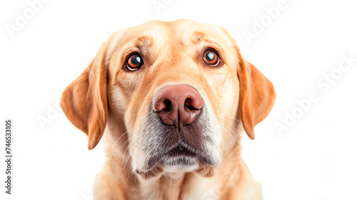 Labrador retriever portrait isolated on white background. Domestic dog.