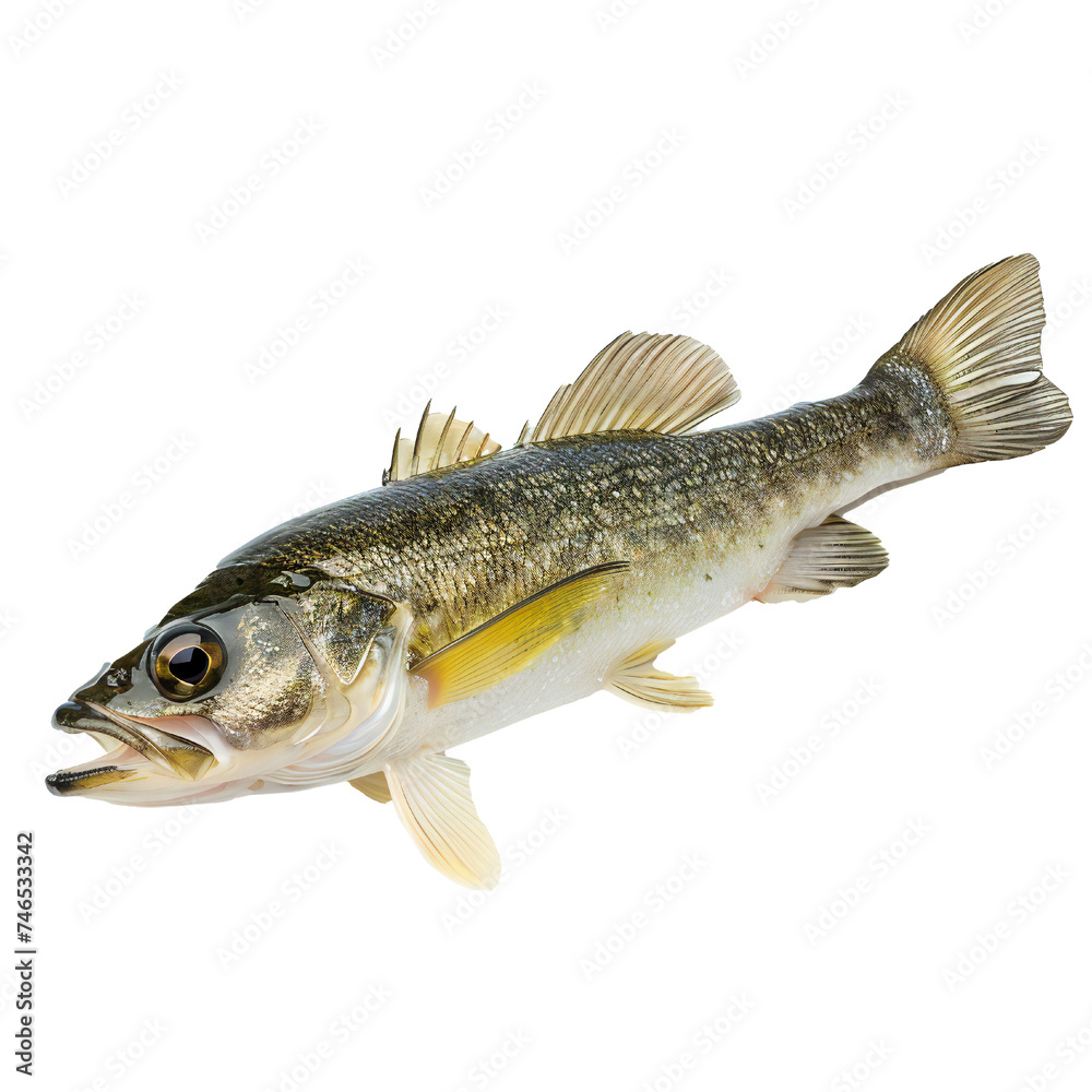 Pike fish isolated on transparent background Generative Ai 