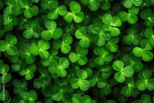 four leaf clover on green shamrock background