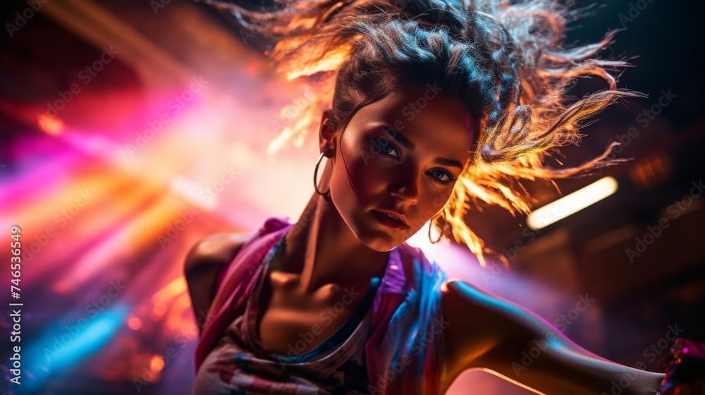 Captivating scene performer's charisma in vivid light Captivating scene performer's charisma in vivid light