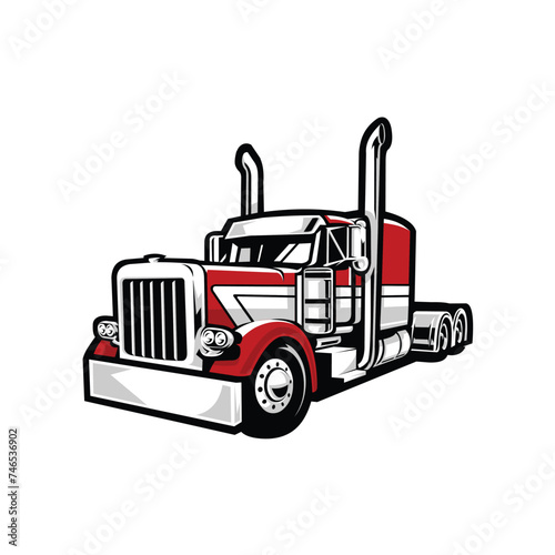 American semi truck vector. 18 wheeler truck vector isolated on white background, Best for trucking and freight related industry