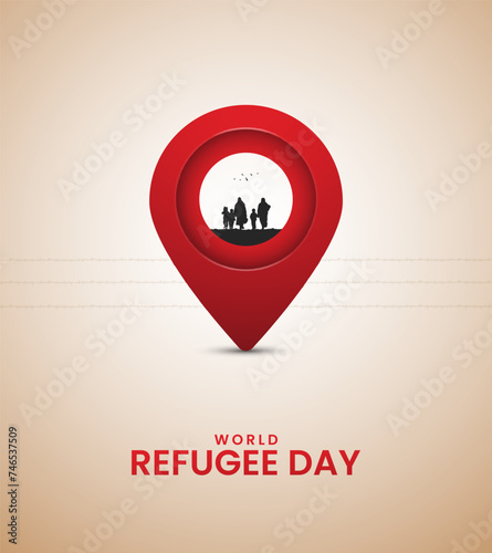 world refugee day, save refugee, Refugee families near the fence- International Migrants Day.