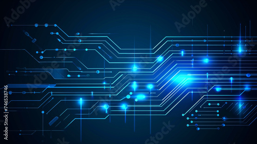Generative AI image of Abstract Technology Background, Blue circuit board, vector art