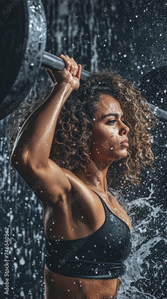 Obraz premium Female Fitness Model Workout Routine. Fictional Character Created By Generated By Generated AI.