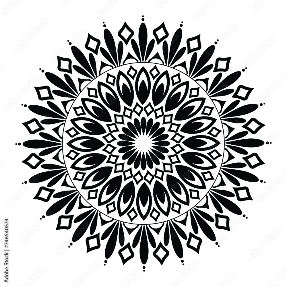 Circular pattern in form of mandala for Henna, Mehndi, tattoo, decoration. Decorative ornament in ethnic oriental style. Coloring book page on isolated background Circular pattern in form of mandala for Henna, Mehndi, tattoo, decoration. Decorative ornament in ethnic oriental style. Coloring book page on isolated background