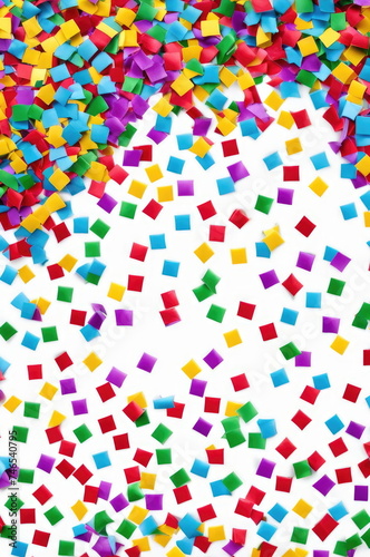 Colorful Confetti on White Celebration Background