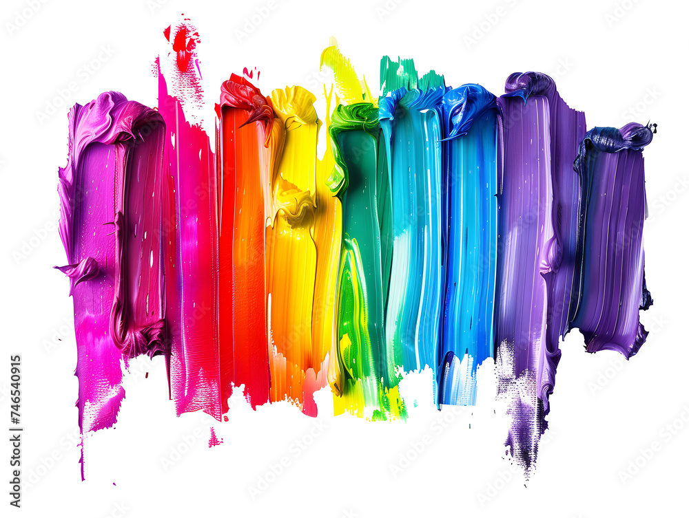 Rainbow Colorful oil color on transparent Background.