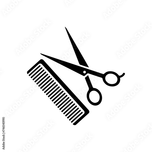 Comb and scissors icon. Scissors hairbrush vector illustration, Hair combs and scissors set isolated on a white background. Barber icon,vector