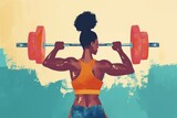 Female Fitness Model Poses with Heavy Weights. Fictional Character Created By Generated By Generated AI.