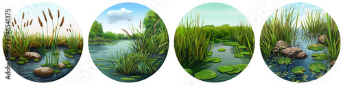 Wetland clipart collection, vector, icons isolated on transparent background photo