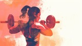Female Fitness Model Holding a Barbell. Fictional Character Created By Generated By Generated AI.