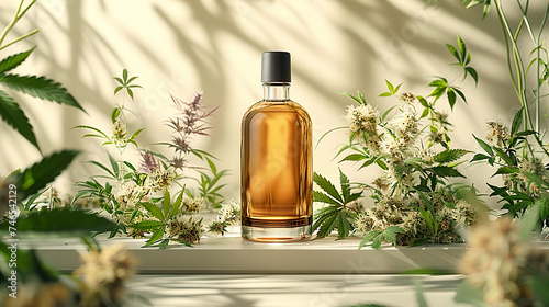 bottle of perfume with flower