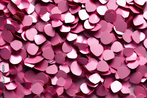 Floating Pink and Red Confetti on Romantic Background © dashtik