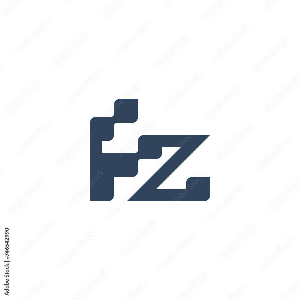 FZ Digital Letter Monogram Logo. FZ letter monogram logo template with modern style digital symbols FZ Digital Letter Monogram Logo. FZ letter monogram logo template with modern style digital symbols
