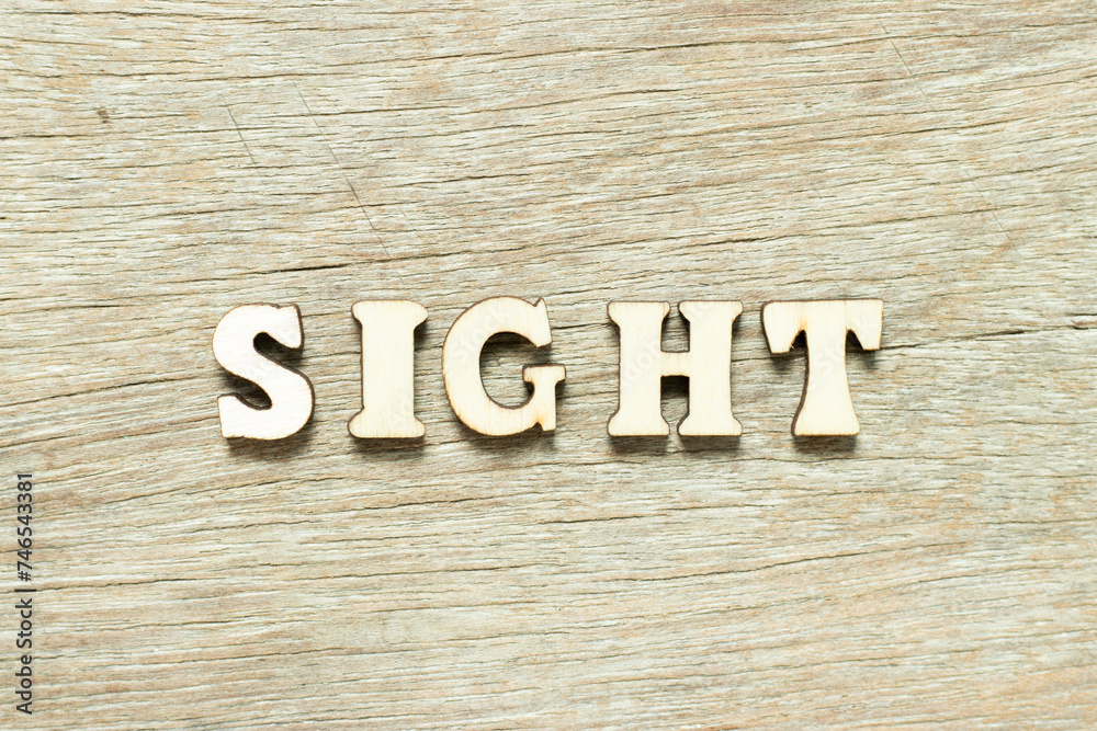 Alphabet letter in word sight on wood background Alphabet letter in word sight on wood background