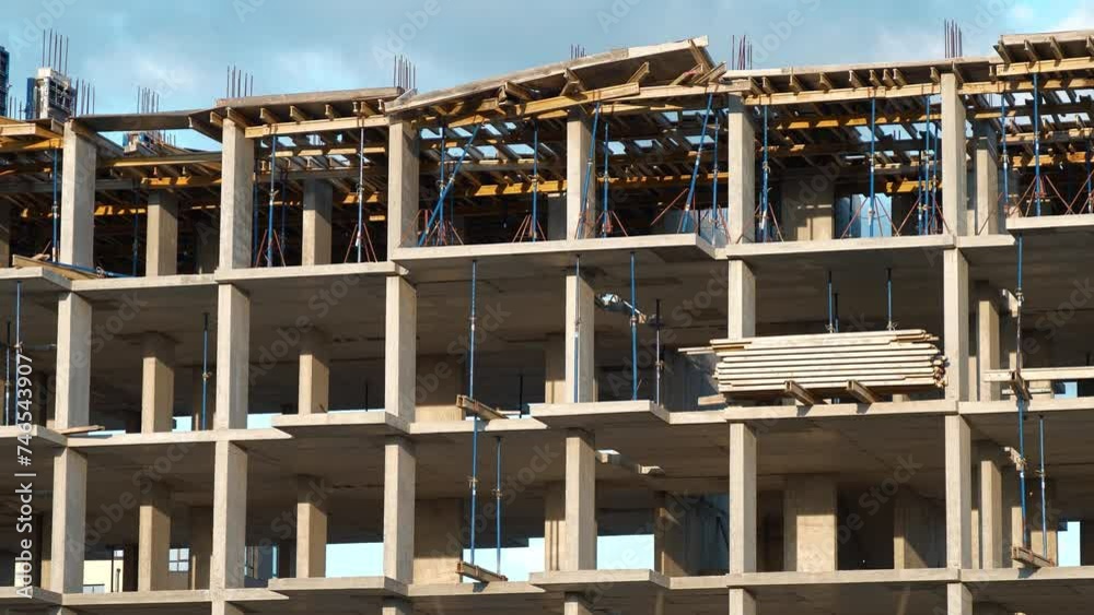 Cast concrete structure. Unfinished construction of dwelling house Cast concrete structure. Unfinished construction of dwelling house