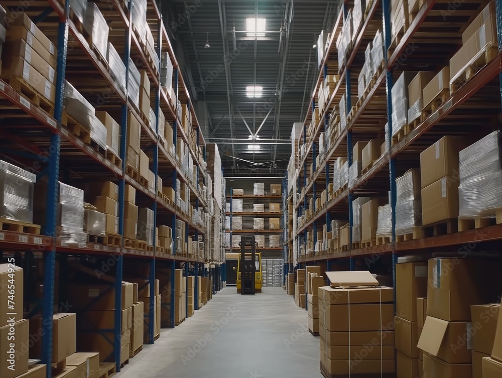 Huge warehouse with racks