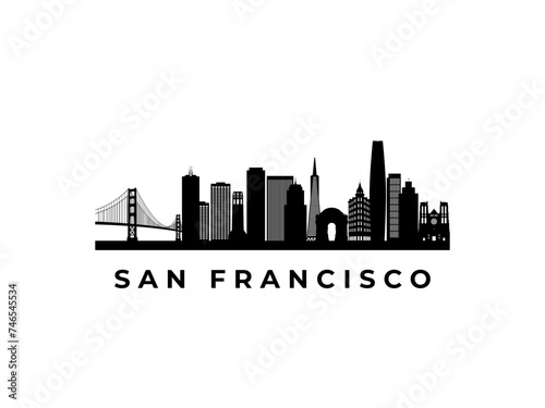 Vector San Francisco skyline. Travel SF famous landmarks. Business and tourism concept for presentation  banner  web site.