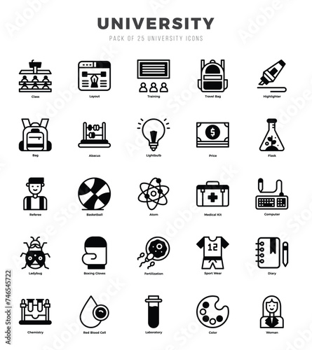 University Icon Pack 25 Vector Symbols for Web Design.