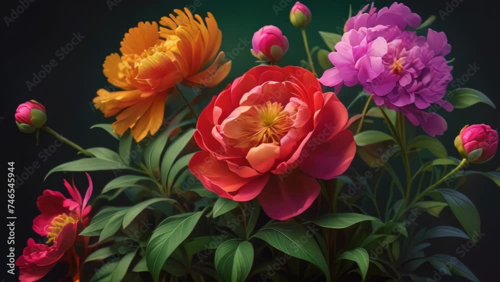 International Women's Day Video animation of vibrant and colorful display of flowers, including a prominent red flower surrounded by yellow and pink blossoms, set against a dark background. International Women's Day Video animation of vibrant and colorful display of flowers, including a prominent red flower surrounded by yellow and pink blossoms, set against a dark background.