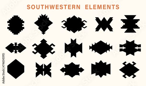 Aztec Navajo Tribal Shapes Set Southwestern Symbol