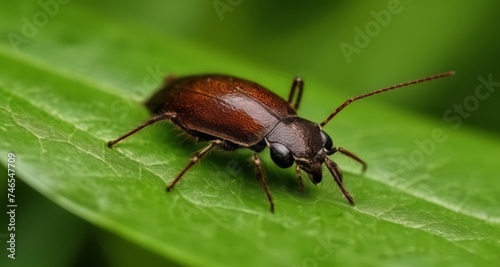  Close-up of a beetle on a leaf, showcasing its vibrant colors and intricate details