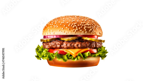 Isolated burger cut out. Hamburger on transparent background