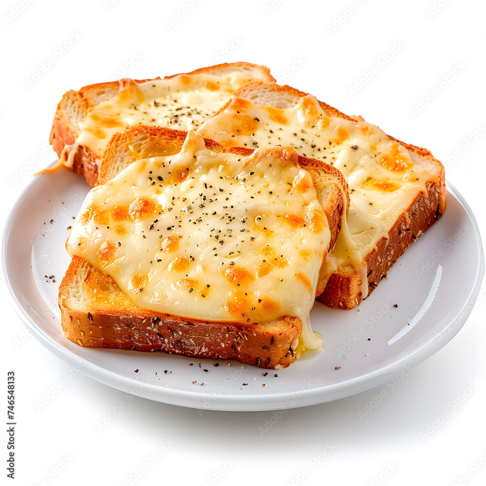 Croque monsieur toasted bread slices isolated on white