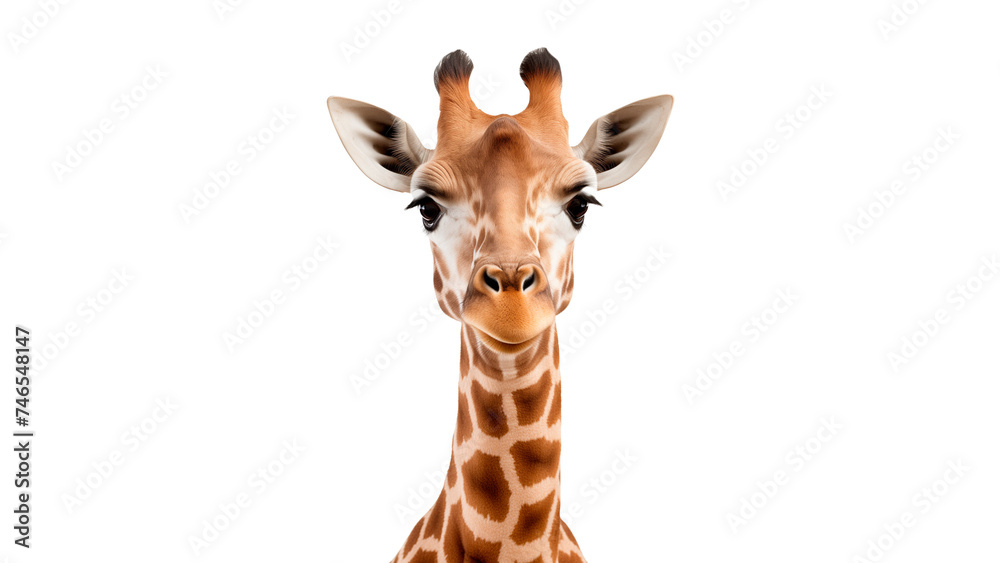 Giraffe animal cut out. Isolated giraffe animal on transparent background