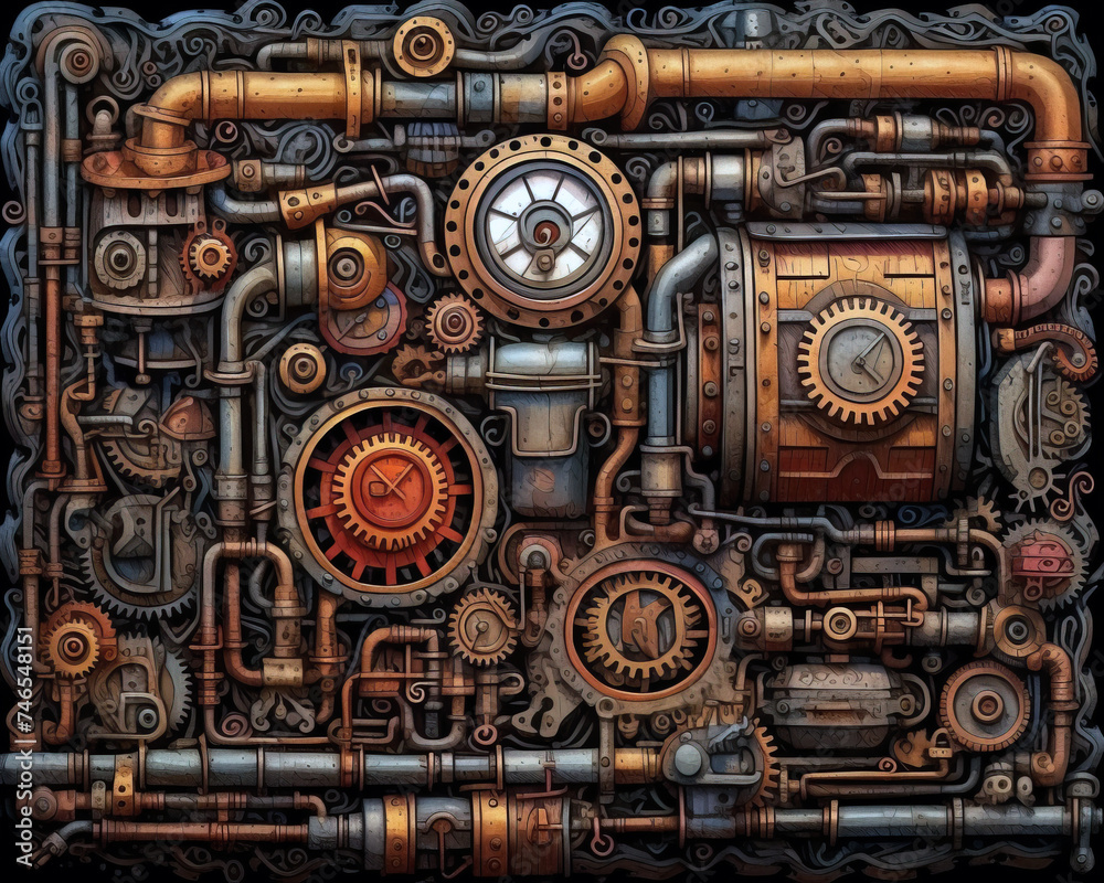 Fototapeta premium Steampunk theme background 
