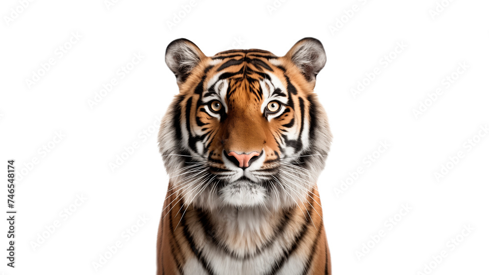Obraz premium Tiger animal cut out. Isolated tiger animal on transparent background