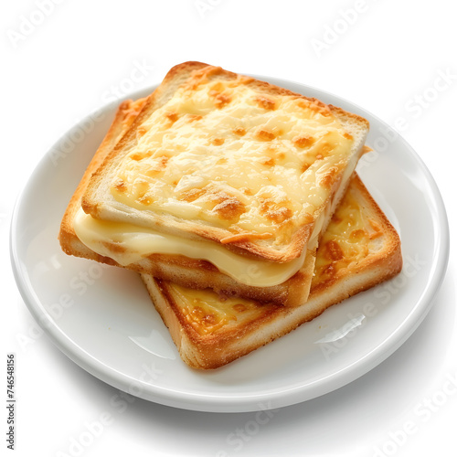 Croque monsieur toasted bread slices isolated on white photo