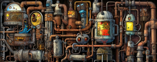 Industrial steampunk theme background