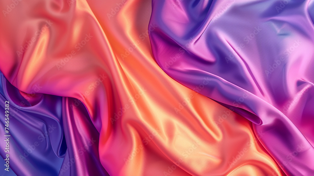 silk fabric background. A fluid abstract of purple and orange hues, evoking the luxurious texture of satin. silk fabric background. A fluid abstract of purple and orange hues, evoking the luxurious texture of satin.