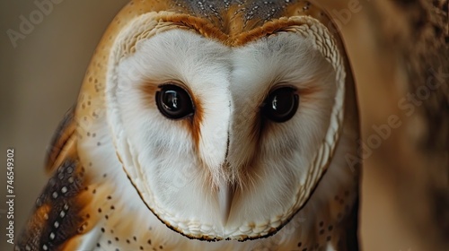 common barn owl ( Tyto albahead ) close up 
