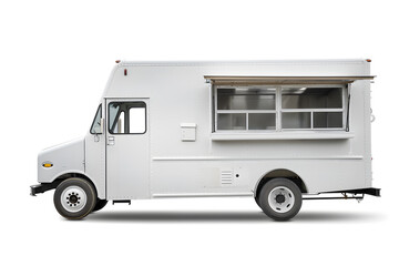 White food truck mock up Side view isolated white background